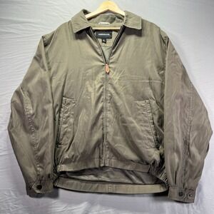 London Fog Jacket Men Medium Green Bomber Style Full Zip Preppy Golf Long Sleeve